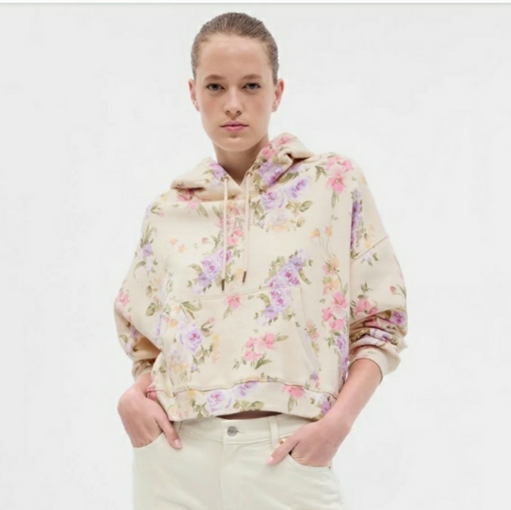 GAP X LOVESHACKFANCY FLORAL CROPPED HOODIE SIZE M